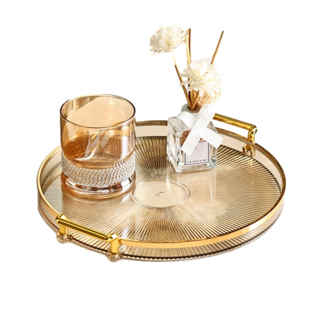 Round Serving Decorative Tray Plastic Serving Tray Kitchen Storages Decor for Party Coffee Table for Living Room Bathroom