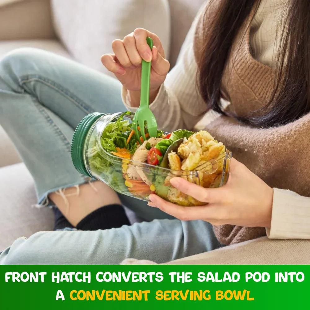 Side-Opening Salad Jar – Portable Meal Prep Container with Dressing Cup