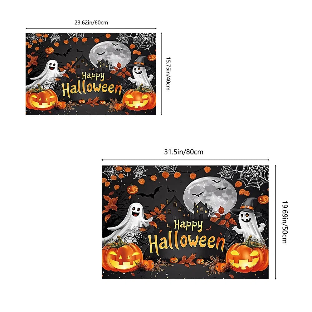 Halloween Pumpkin Ghost Doormat | Non-Slip Absorbent Home Decor Rug