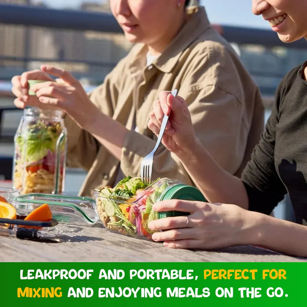 Side-Opening Salad Jar – Portable Meal Prep Container with Dressing Cup