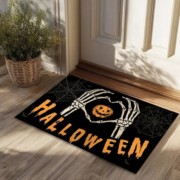 Halloween Pumpkin Ghost Doormat | Non-Slip Absorbent Home Decor Rug