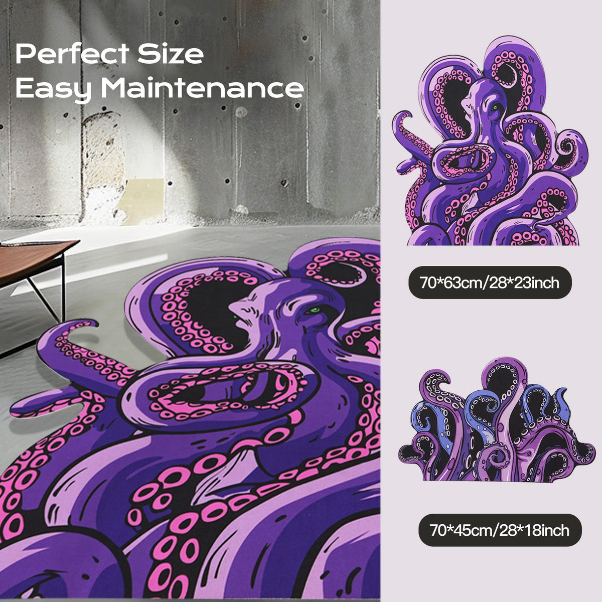 Green And Purple Cthulhu Rugs Water Absorbent Bath Mat Octopus Anime Rug Graphic Gothic Bathroom Rugs Fantasy Decorate, Non Slip Backing, Unique Gift & Decor For Gamers, 27x18 In