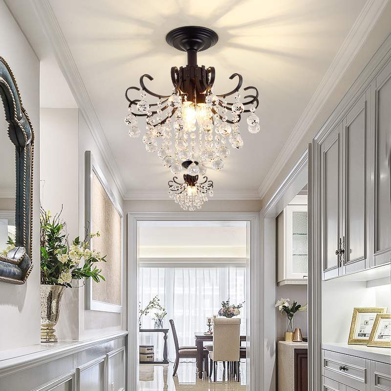 Elegant Clear Crystal Mini Chandelier Fixture