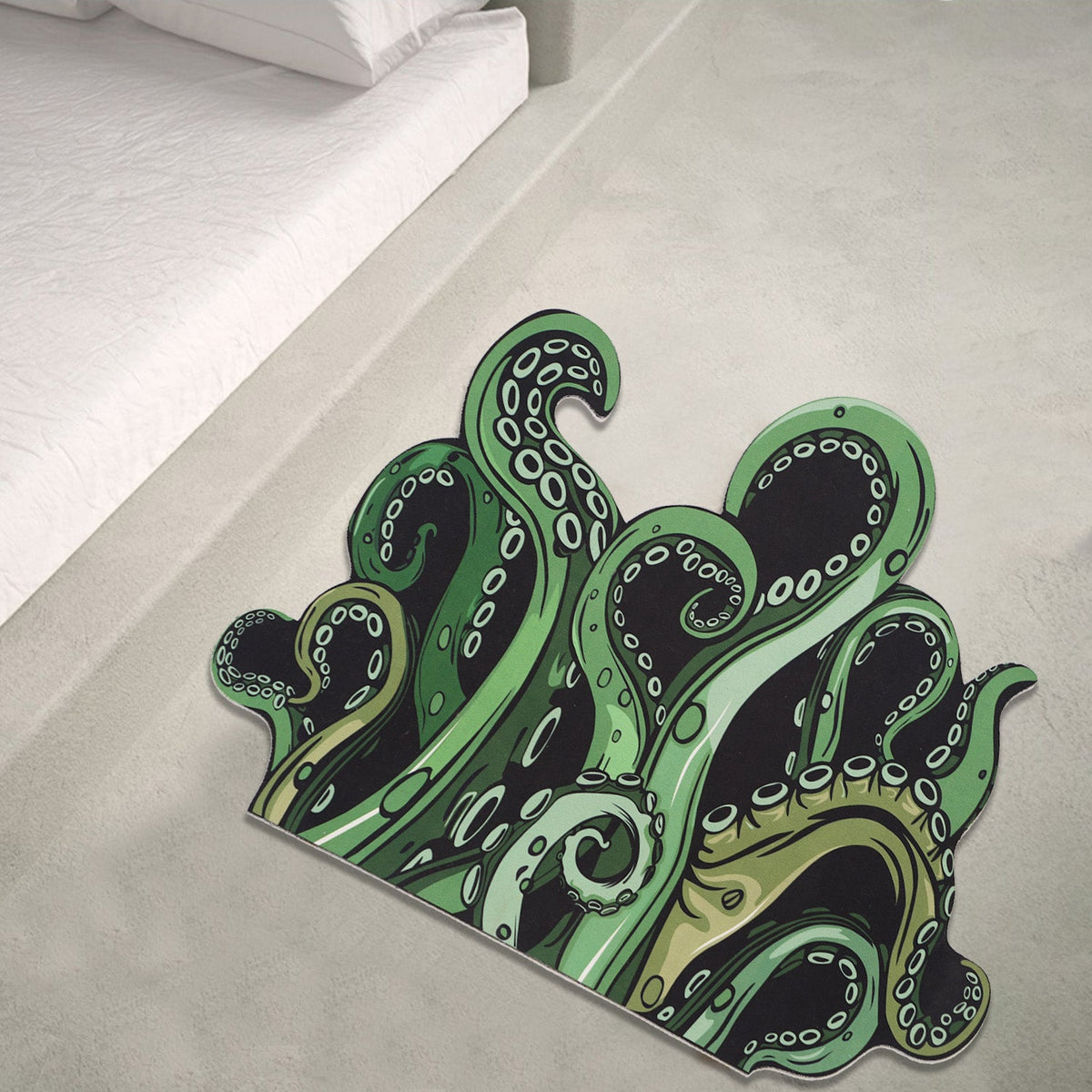 Green And Purple Cthulhu Rugs Water Absorbent Bath Mat Octopus Anime Rug Graphic Gothic Bathroom Rugs Fantasy Decorate, Non Slip Backing, Unique Gift & Decor For Gamers, 27x18 In