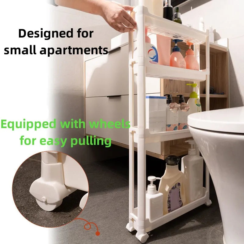 Behind The Door Storage Cabinet Bathroom and Kitchen Storage Rack Multi-layer Narrow Cabinet Space Saving Trolley Storage Rack