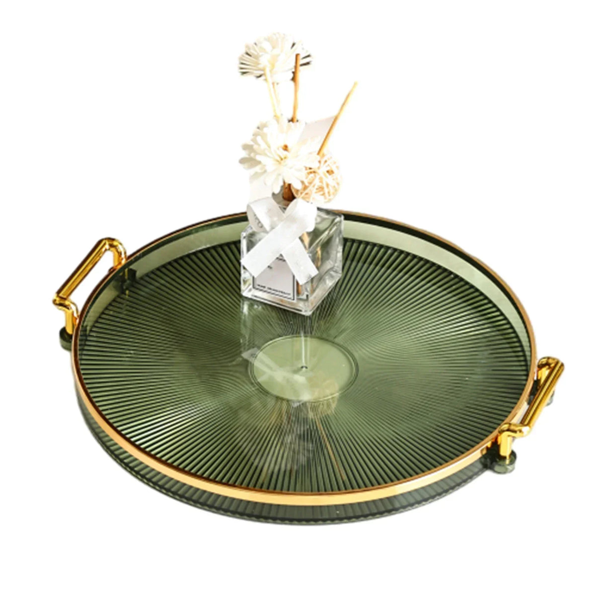 Round Serving Decorative Tray Plastic Serving Tray Kitchen Storages Decor for Party Coffee Table for Living Room Bathroom