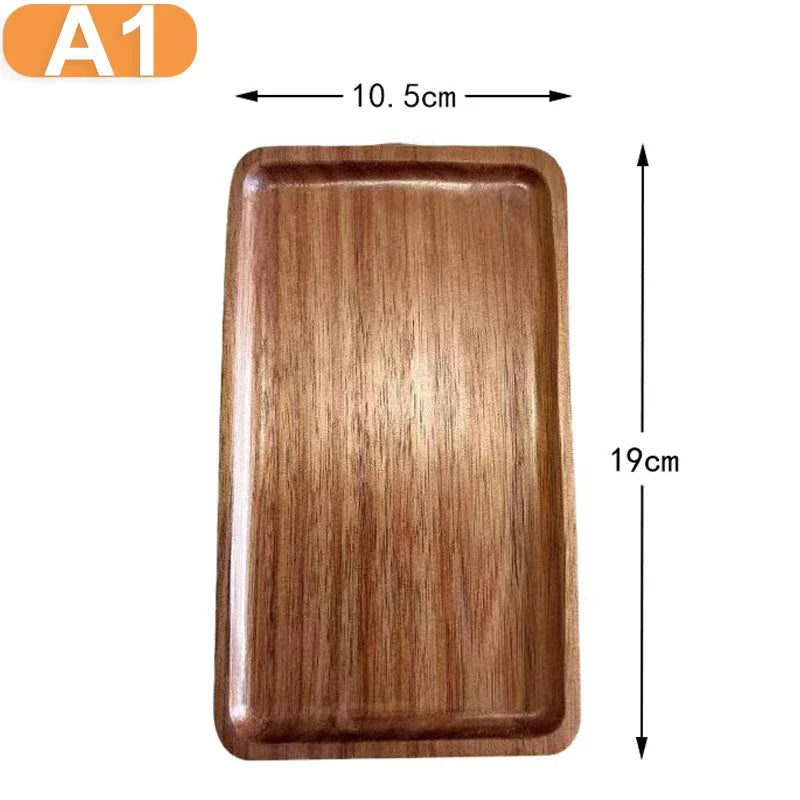 Solid Wood Dessert Plate Round/Rectangle Food Tray Snack Dried Fruit Tea Tray Japanese-style Bread Board Pallet Kitchen Supplies