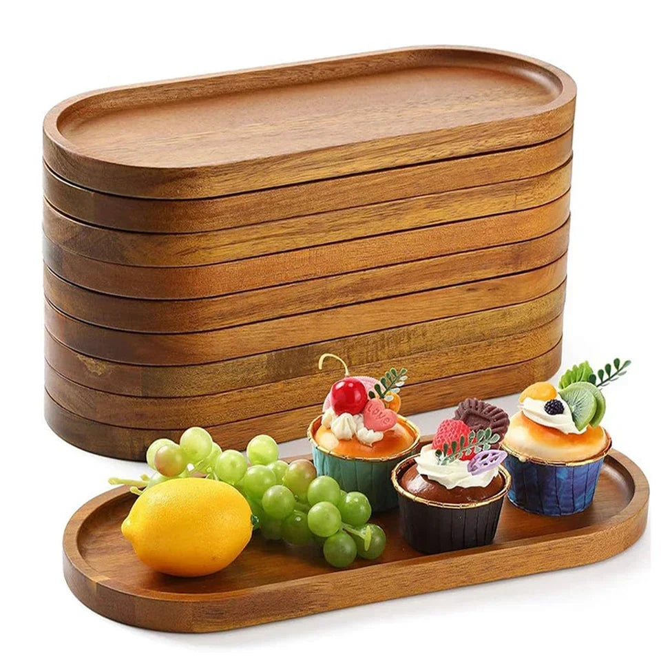 Solid Wood Dessert Plate Round/Rectangle Food Tray Snack Dried Fruit Tea Tray Japanese-style Bread Board Pallet Kitchen Supplies
